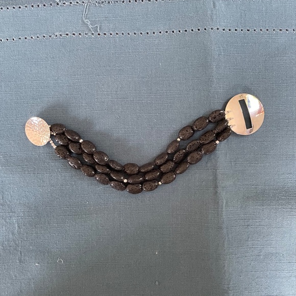 Silpada .925 Sterling Silver Black Lava Bracelet Button Toggle Clasp B1511 - Picture 6 of 6